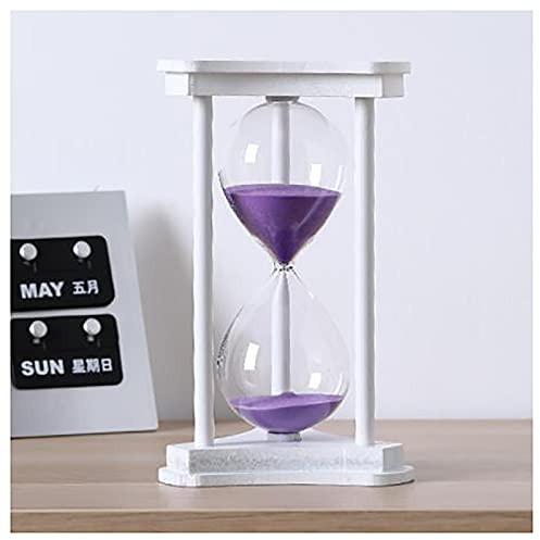 Reloj de Arena, Temporizador de Reloj de Arena, Reloj de Arena Decorativo con Marco de Madera de 15/30/60 Minutos.(White Frame Purple Sand,60 Minutes)