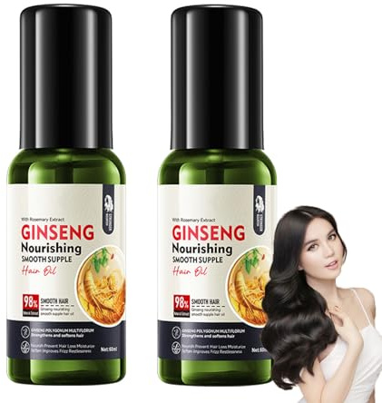Ginseng Nourishing Smooth Supple Hair Oil, Ginseng & Fo-Ti - Aceite para el cuidado del cabello - Nutritivo Intenso y Suavizante - Para cabello sedoso y suave