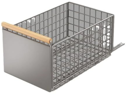 Teleskopschublade Metall mit Holzgriff – Ausziehbare Schublade für Küchenschrank ohne Bohren Organizer mit Teleskopschienen 39,5×23,5×19,5 cm – Für Küche Bad