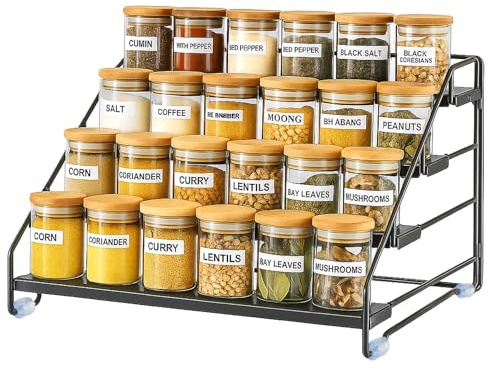 4-Tier Spice Rack Spice Organiser for for Inside Cupboard Cabinet or Pantry