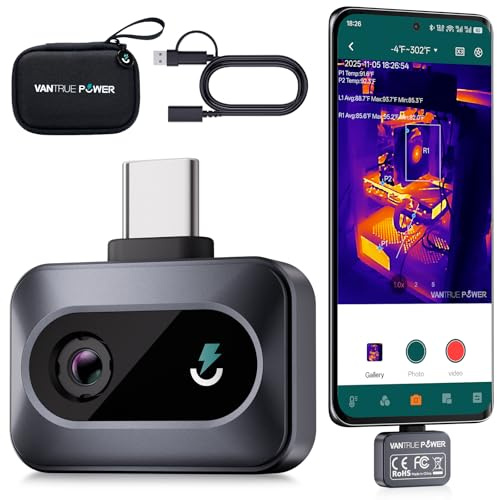 VANTRUE POWER Cámara térmica Minie para Android, Mejora de Imagen SuperIR, 25Hz, para móvil/Tableta, USB-C (Para Android System)