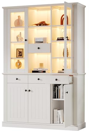 KecDuey 119,5 x 40 x 180 cm, vetrina con 4 cassetti, vetrina con 16 colori LED, larghezza 120 cm, armadio con 4 cassetti e 5 ante, 21 ripiani