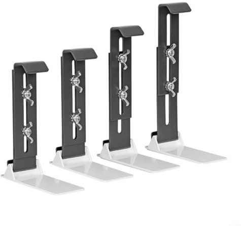 Verstellbare Blumenkasten-Halterung für Fensterbank, 4 Stück, Edelstahl, für 10–18 cm Balkon-Pflanzgefäße mit Adaptern, winddicht, sturmsicher, Haken-on-Rahmen oder flache Schweller-Außenmontage