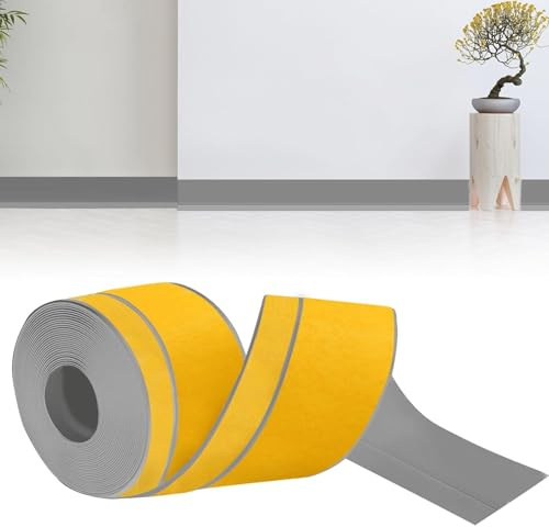 bechoanigel Plinthe Souple Autoadhésive, 50mm x 20mm x 6m Plinthe Adhesive PVC Imperméable, Résistant à L'huile, à L'épreuve de la Moisissure pour la Cuisine et la Salle de Bain (Gris)