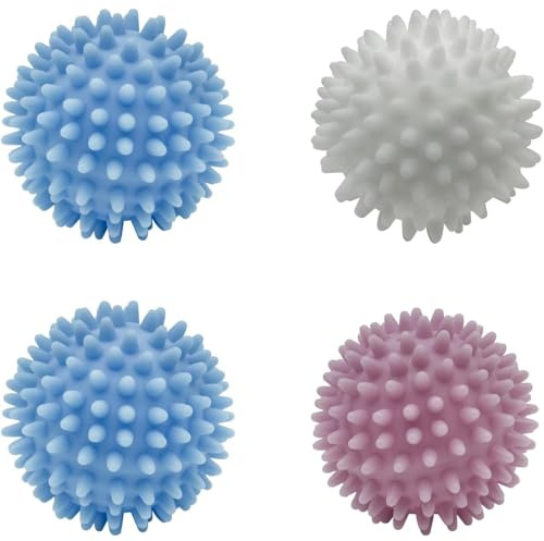 4 - Pack Reusable Laundry Agitator Balls in Blue, Purple & White - Non - Toxic, Tangle - Free Washing Balls for Washer, Anti - Static Dryer Balls to Soften Fabrics & Enhance Cleaning
