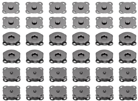 PATIKIL Jeu De Boutons Magnétiques 18mm, 12Pcs Fermoir Magnétique En Cuivre Pour Sacs À Main Vêtements Couture DIY Artisanat, Noir