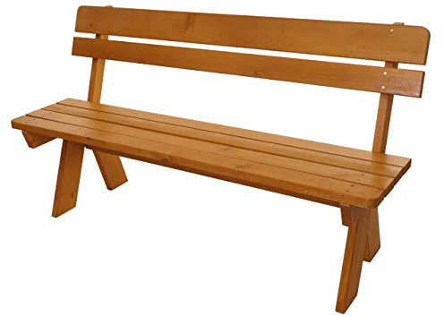 PROREGAL Gartenbank HxBxT 86x148x54cm Sitzhöhe 45cm Massiv-Holz 148cm Honigfarben Sitzbank Holzbank Parkbank
