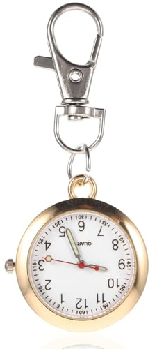Goldfarbene Schüler Taschenuhr als Schlüsselanhänger aus Zinklegierung | Kleines Design, Präzise Zeitanzeige, Tragbar für Alltag, Geeignet für Schüler