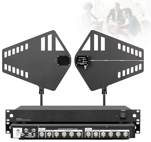 Sistema de distribución de antena UHF con pala, amplificador de señal de micrófono inalámbrico para actuaciones en escenario, boda y transmisión al aire libre, 8 vías