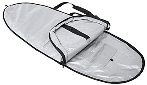 Dilwe Surfbrett Schutzhülle, mit Reißverschluss und Polyester, Longboard Shortboard Tasche, 6.4 Fuß (6.4) Silber-Schwarz, für Anfänger, Profis, Strand, Reisen