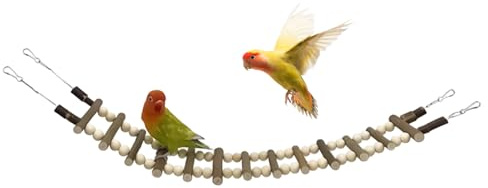Bird Cage Ladder | Wooden Swing Bridge with Hooks | Climbing Bird Toys,for Cockatiel, Hamster, Ferret, Lovebird, Macaws, Finches, Sugar Glider