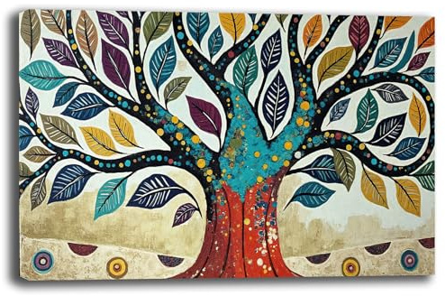 Quadro Moderno soggiorno ALBERO della VITA Astratto Quadri moderni da Parete grande Stampa su tela Canvas Decorazione Murale muro Arredo Camera letto Salone (4, 50x100 cm, Canvas intelaiato)