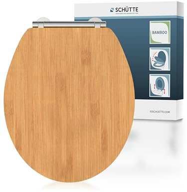 SCHÜTTE WC Sitz mit Absenkautomatik & Schnellverschluss | Abnehmbarer Toilettendeckel Holz zur Reinigung | Nachhaltige Klobrille mit Deckel | Klositz Einfache Montage | Bambus