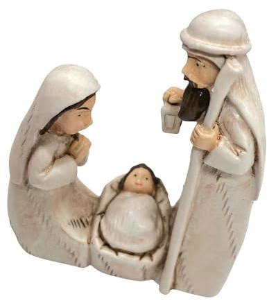 Elnwnnkc Set presepe Sacra Famiglia Ornamento da tavolo Decorazione natalizia per la casa Statua in resina della Sacra Famiglia con stalla