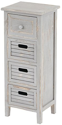Mendler Kommode T18 74x30x25cm - grau | Schubladenschrank, Schrank, 4 Schubladen, Shabby-Look, Vintage
