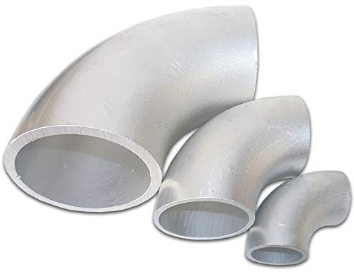 B&T Metall Aluminium Rohrbogen 90°, Ø 50, Größe 40 x 5,0 mm, AlMgSi0,5 | Schweissbogen, Kniestück, Schweiß-Fitting, Bauart, Norm 3, gepresstes Winkelstück eloxierfähiger Stahlrohr-Bogen