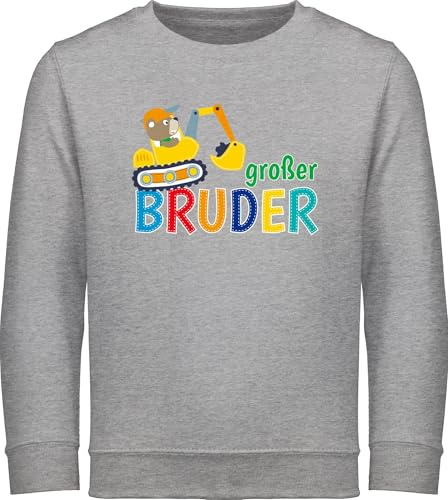 Shirtracer Sweatshirt Kinder Pullover für Jungen Mädchen - Großer Bruder Bagger I Grosser Bruder Geschenk - 104 (3/4 Jahre) - Grau meliert - Outfit Brother bro kinderpullover große brüder brüderchen