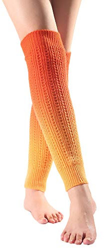 1 Paar Stulpen Damen Winter Warme Bein-Stulpen Beinwärmer In Strick Orange