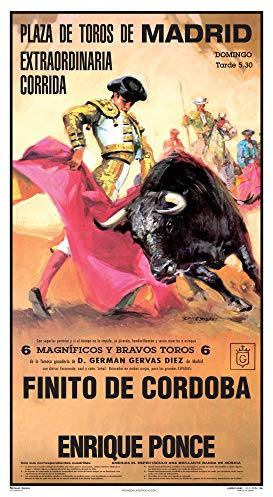 Cartel de toros - Personalizado 24 Carácteres - Plaza de Toros de Madrid - Extraordinaria Corrida - Finito de Cordoba - Enrique Ponce
