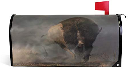 Linomo Magnetbriefkasten-Abdeckung American West Bison Bull Buffalo Briefkasten, Briefkasten-Abdeckung, für Haus, Garten, Hof, Außendekoration, für Übergröße 63,5 x 53,3 cm