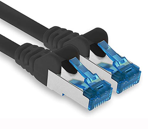 1aTTack.de 15m - CAT.6 - Cavo di rete LAN Ethernet Gigabit RJ45 CAT 6 A cavo patch 10000 Mbit s Sftp Pimf 500 MHz compatibile con CAT5 CAT6 CAT7 Cat8 nero - 1 pezzo