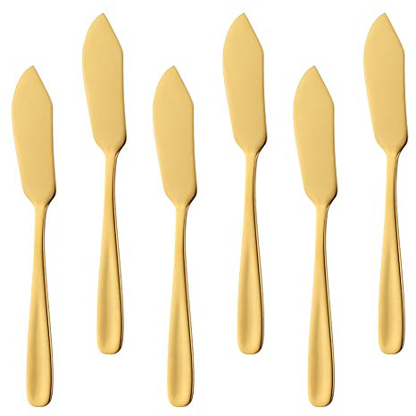 Buyer Star Lot de 6 couteaux à beurre en acier inoxydable pour fromage, gelée, confiture, dessert, beurre, sandwich, crème