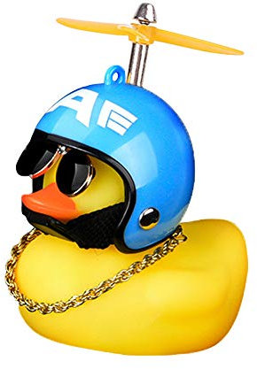 ZoliTime Gummiente Spielzeug Ornamente Gelbe Ente Auto Armaturenbrett Dekorationen Squeeze Duck Fahrrad Hörner Propeller Helm