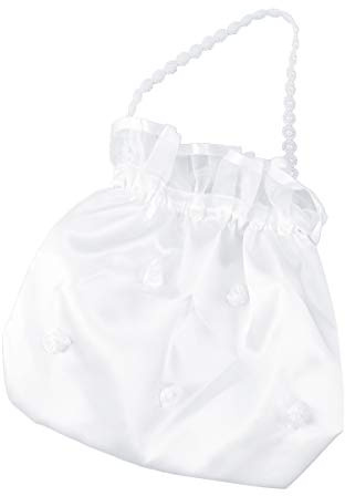 Scicalife De Mariage Sacs D' Argent Satin Bourse De Mariée Fleur Perle en Forme de Strass Arc Cordon De Mariée Faveur Sac