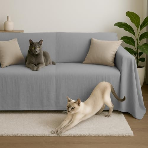 Byour3 - Sofabezug 2 3 4 Sitzer Leichte 100% Reine Baumwolle Sofa Cover Schutzhülle Sofaüberwurf L U Form Ecksofa Sofa Couch Abdeckung Alles Couchbezug Abwaschbar (Grau Stahl, 2 Sitzer)