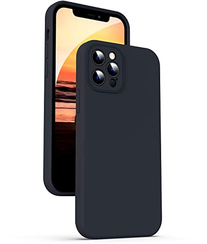 Supdeal Liquid Silikon Hülle für iPhone 12 Pro, [Kameraschutz] [Mikrofaser] [3 Schicht Schützen] Flüssige Silikon Handyhülle, Ultra Dünn und Bequem zu halten Schutzhülle, 6,1 Zoll, Schwarz