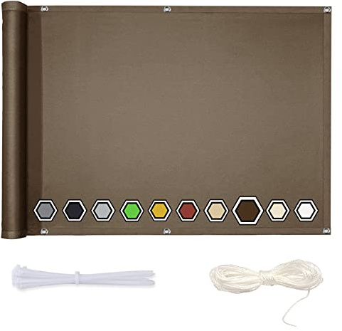 Privacy Screen Balcony 80 x 100 cm Balcony Cladding Weatherproof for Garden Fence Balcony Railing Patio Outdoor Opaque 100% Privacy Weatherproof UV Protection Tear-Resistant with Eyelets Nylon Cable