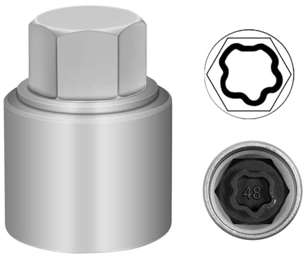 JEUCLEL 048 Clé à écrou de verrouillage de roue compatible avec BMW Série OD 27 mm - ID 25 mm Adaptateur d'écrou Outil de retrait d'écrou antivol