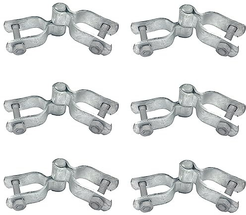 [Pack of 6] 1-3/8 x 1-3/8 Chain Link Fence Gate Post Hinge Kit, Galvanized Steel Heavy Duty Gate Hinges, Include 2 PCS Female Gate Frame Hinge, 2 PCS Male Gate Post Hinge, Bolts & Nuts Included