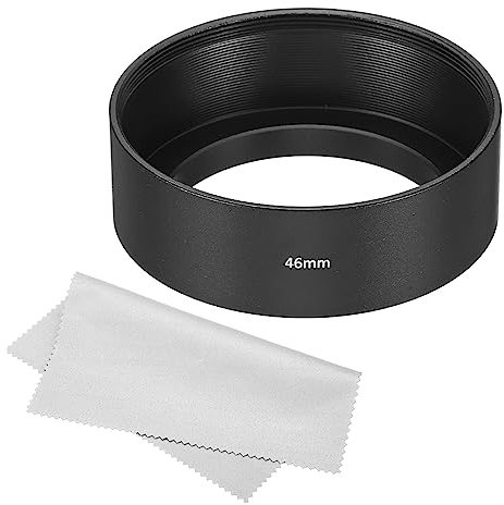 PATIKIL 46mm Lens Hood, Standard Focus Frosted Surface Anti-reflective Inside Hood with Cleaning Cloth for Camera Lens, Black for Nikon, for Fujifilm, for Pentax, for Leica