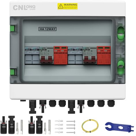 CNLonQcom Überspannungsschutz PV Solar Anschlusskasten 2 String DC 500V 32A Trennschalter Blitzschutz Mit 15A Sicherung IP65 2 In 2 Out Für PV Anlage Komplettset