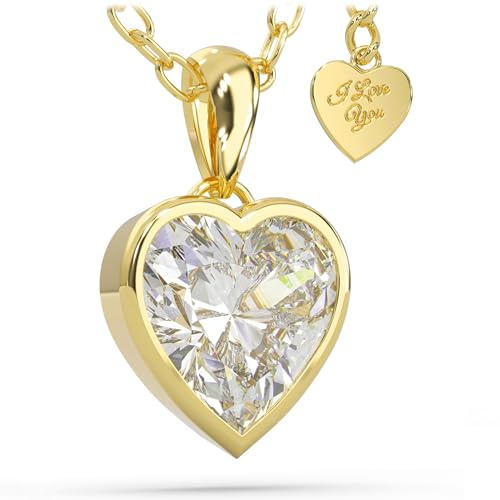 SERASAR Collar de Plata Corazón Señoras Acero Quirúrgico 316L Oro 18 Quilates Joyería Cadena Colgante Joyero Idea Regalo Día la Madre Navidad 30 Cumpleaños Mujeres