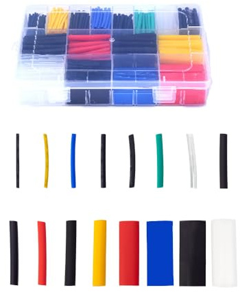 zalati Tubo termorretráctil 580 tubos de aislamiento eléctrico con estuche de almacenamiento para conectores de reparación de cables - 6 colores, 11 tamaños