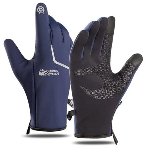 Hcclijo Unisex Outdoor Sports Vollfinger Skihandschuhe wasserdicht Snowboard Schnee Ski winddicht Reiten Laufhandschuhe C Blue M