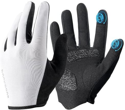 ROCKBROS Road to Sky Fahrrad Handschuhe Frühling Sommer Fahrradhandschuhe Touchscreen Atmungsaktive Stoßfeste Laufhandschuhe Damen/Herren für Radfahren, Laufen, Fitness, Wandern Weiß M