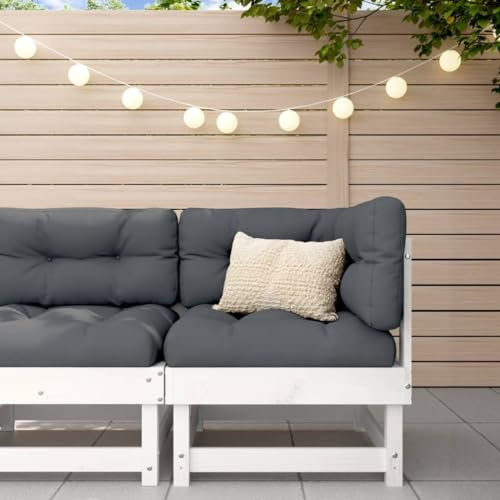 ZEYUAN hörnsoffa med kudde, vit, massivt trä, tall, loungesoffa, utomhus, trädgård, loungemöbler, trädgårdssoffa, trädgårdssounge, balkongset, möbler – 825423