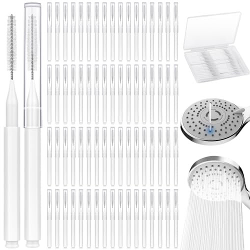 MAPVOLUT Lot de 70 brosses de nettoyage pour pommeau de douche pour petit trou, outil de nettoyage pour pommeau de douche anti-encrassement avec poils plus rigides et plus denses, brosse de nettoyage