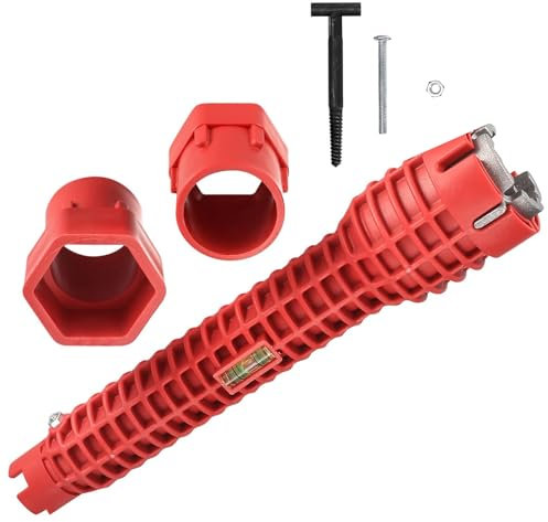 ZEACCT 1 Stück Spülbecken-Wasserhahnschlüssel, Multifunktionaler Wasserhahnschlüssel, Wasserhahn-Steckschlüssel, für Badezimmer, Küche und Demontage Verschiedener Rohre (Rot)