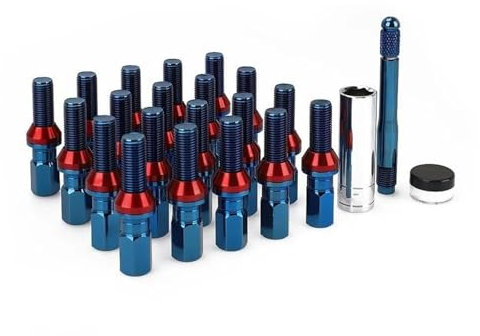 PUNICS 20 Stück Autozubehör Radschrauben Bolzen Radmuttern M14 X 1,5 M14 X 1,25 M12 X 1,5 M12 X 1,25 Radnabe Reifenschraube Radnabenmuttern (Color : Color 1, Size : M12x1.5)