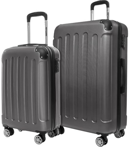 TRVLMORE Set Valigie Set 2 Valigie - Valigia Trolley - Set Trolley da Viaggio - Kit Valigie da Viaggio - Valige Set - Valigia per il Bagaglio a Mano e Valigia Grande - Grigio