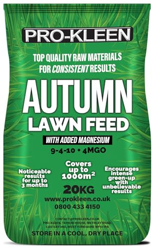 Pro-Kleen Autumn Lawn Feed Fertiliser 20kg - Encourages Grass Green Up & Prevents Lawn Disease - Covers up to 1000m2 - Lasts up to 3 Months