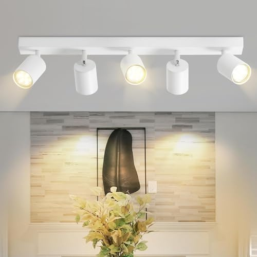 Homefire LED Deckenstrahler Deckenlampe - 5 Flammig GU10 Deckenleuchte Weiß | 350° Schwenkbar Strahler Spots Innen Deckenspot flurlampe für Wohnzimmer Küche Schlafzimmer Ohne Leuchtmittel