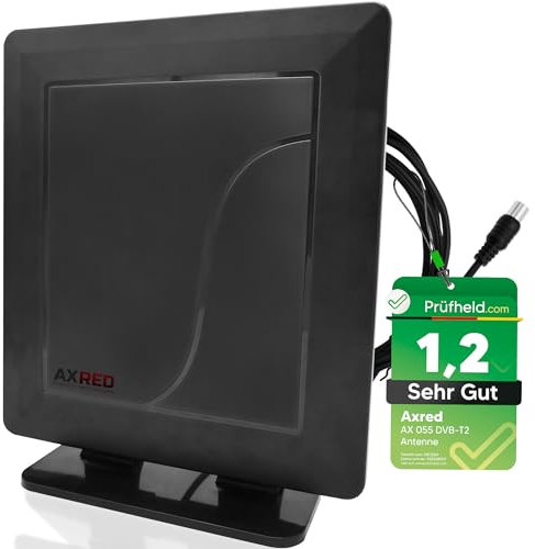Anadol AXRED AX055 DVBT2 Antenna con amplificatore 30dBi per interni, antenna DVBT per ricevitore, TV DVB-T DVB-T2, antenna da camera, Freenet TV