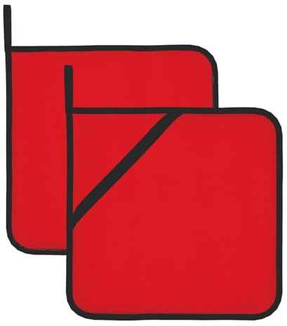 Confezione da 2 presine in tinta unita rosse resistenti al calore da cucina in spugna per cucinare