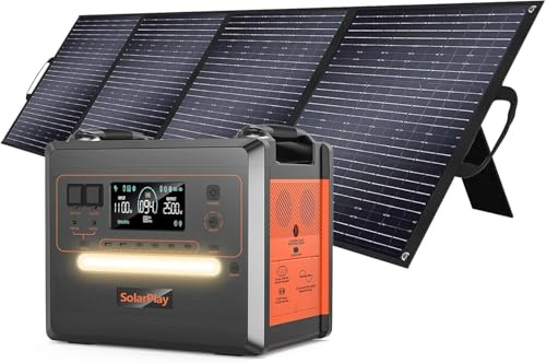 SolarPlay Tragbare Powerstation 2500W, 2304Wh Solargenerator mit 12V- 48V 400W Solarpanel, 12 Anschlüsse, 1,5 Stunde Schnellladung für Camping, Wohnmobile & Stromausfälle