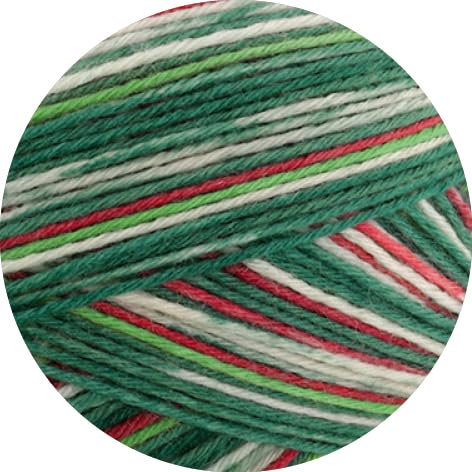 Lana Grossa MEILENWEIT Merino 6-Fach 150g Christmas 622 - Hellrot/Rot/Dunkel-/Hellgrün/Weiß/Türkis